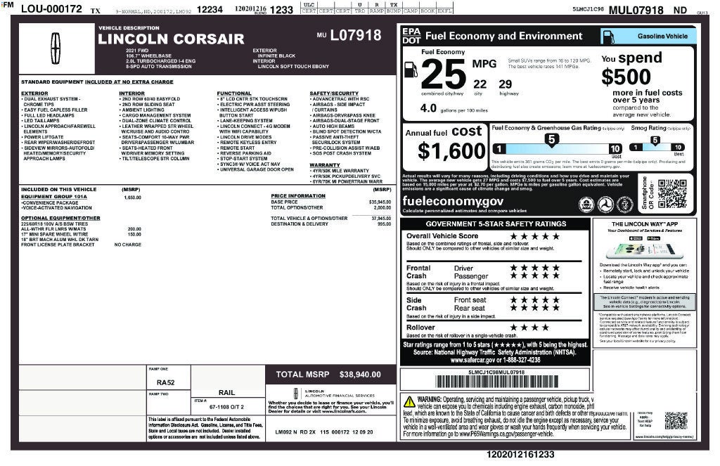 2021 Lincoln Corsair Standard