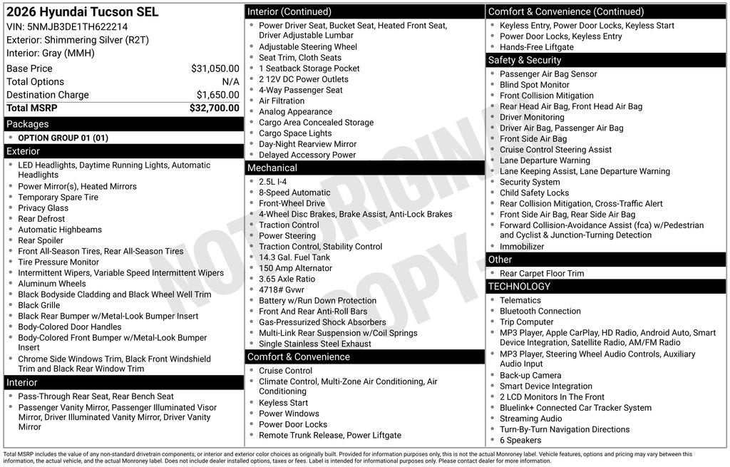 2026 Hyundai TUCSON SEL