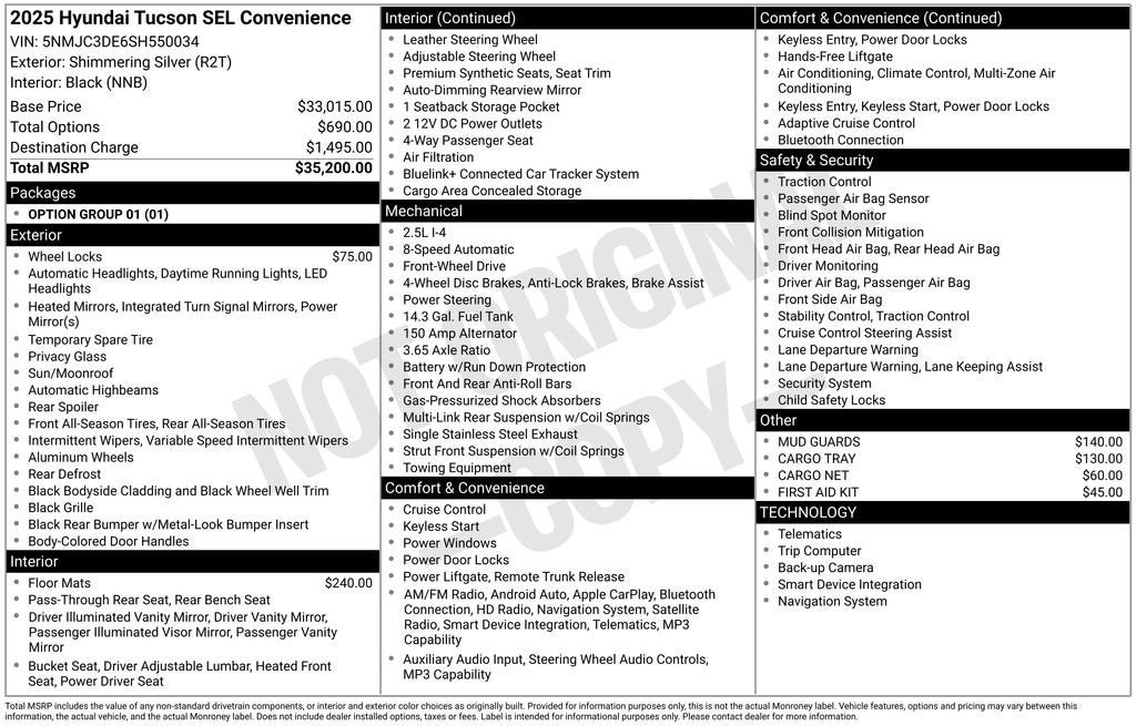 2025 Hyundai TUCSON SEL Convenience