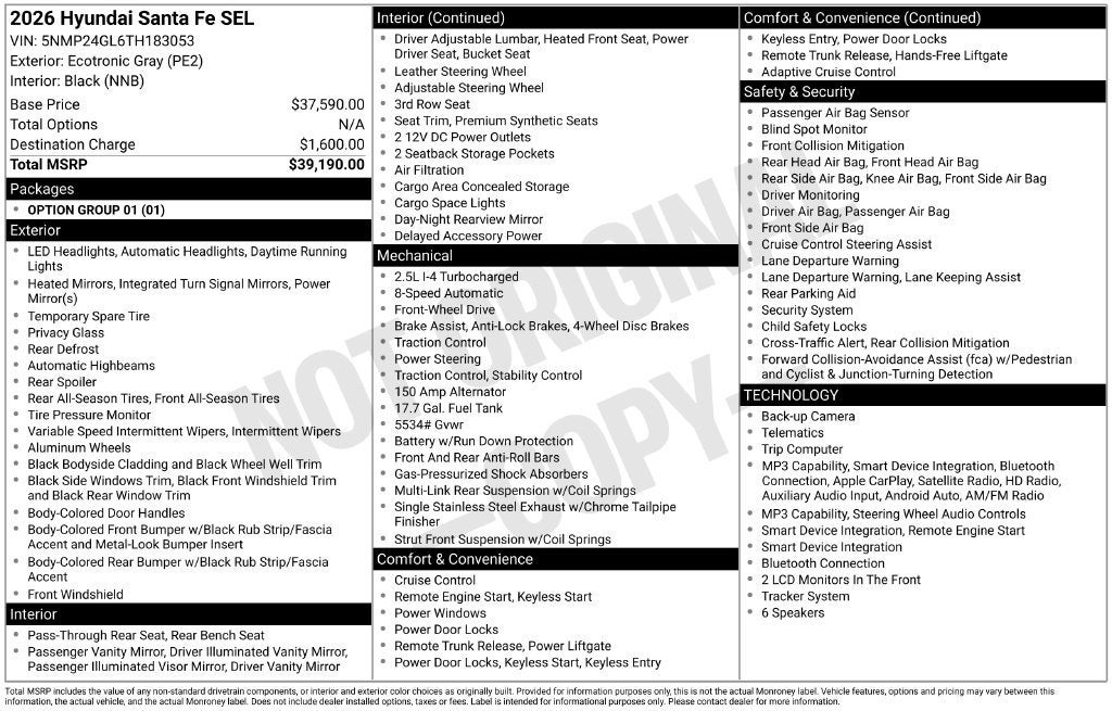 2026 Hyundai SANTA FE SEL
