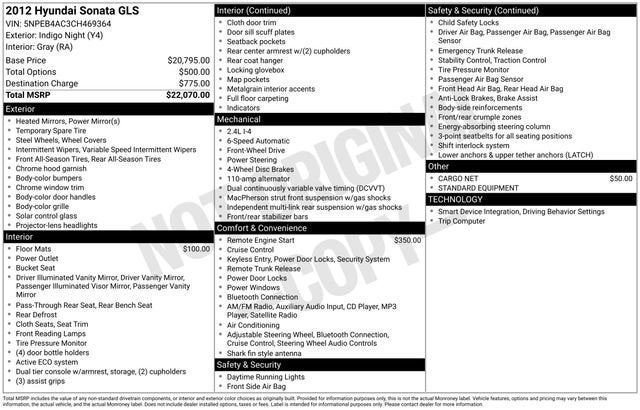 2012 Hyundai SONATA GLS
