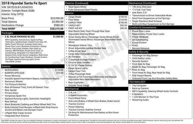 2018 Hyundai SANTA FE SPORT 2.4L