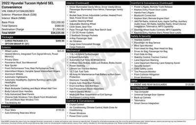 2022 Hyundai TUCSON HYBRID SEL Convenience