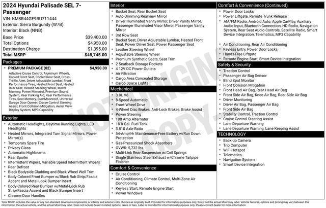 2024 Hyundai PALISADE SEL 7P