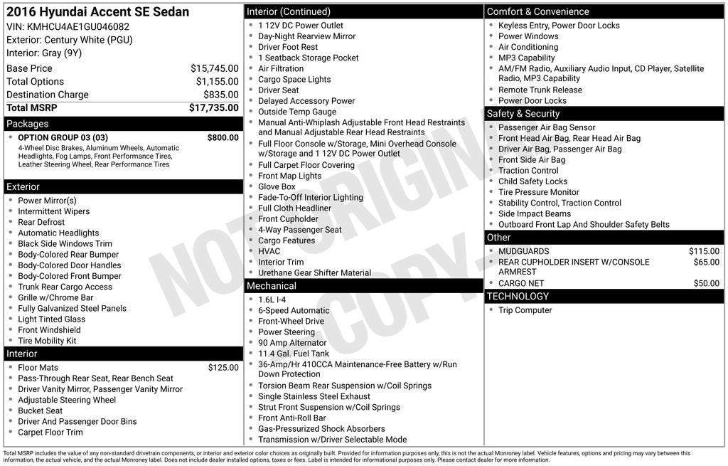 2016 Hyundai ACCENT SE