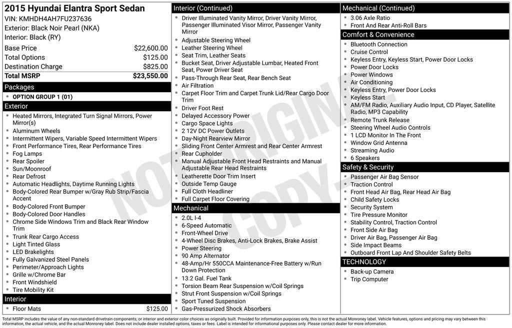2015 Hyundai ELANTRA Sport