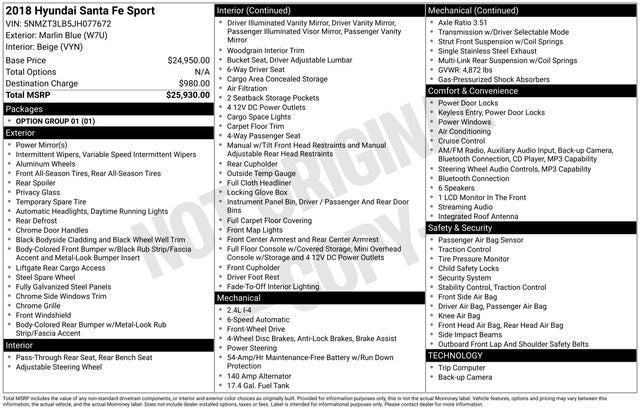 2018 Hyundai SANTA FE SPORT 2.4 Base