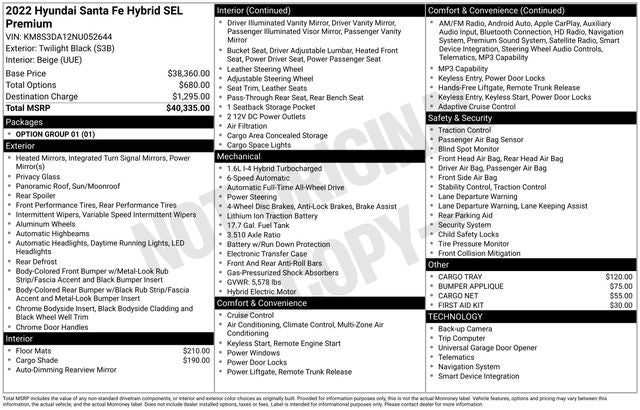 2022 Hyundai SANTA FE HYBRID SEL Premium