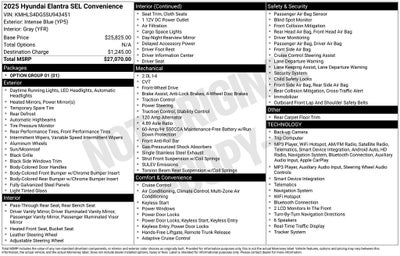 2025 Hyundai ELANTRA SEL Convenience