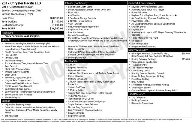 2017 Chrysler Pacifica LX