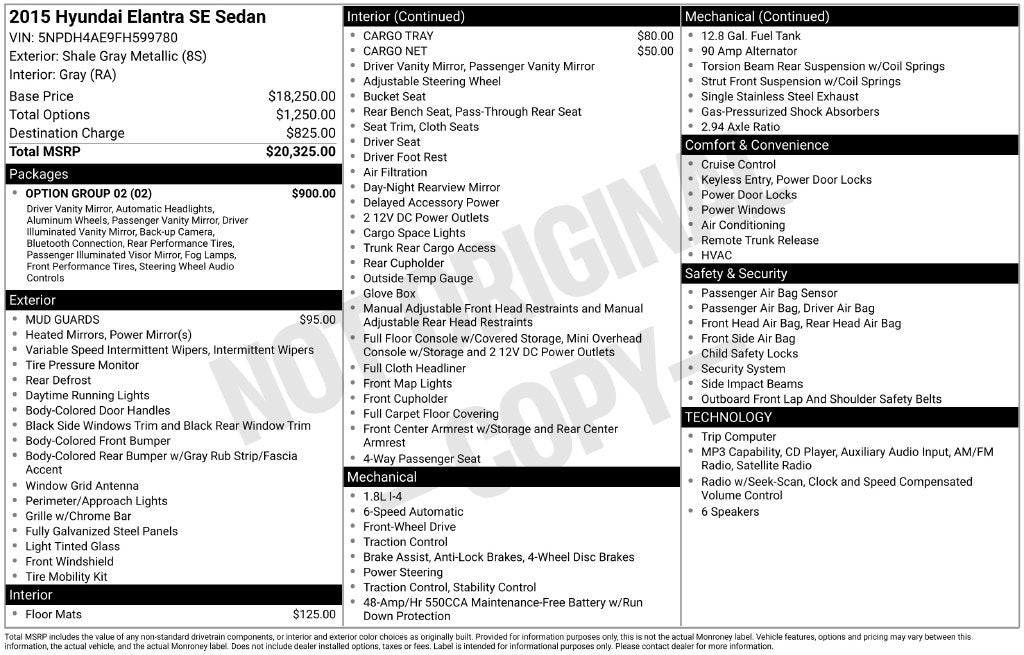 2015 Hyundai ELANTRA SE