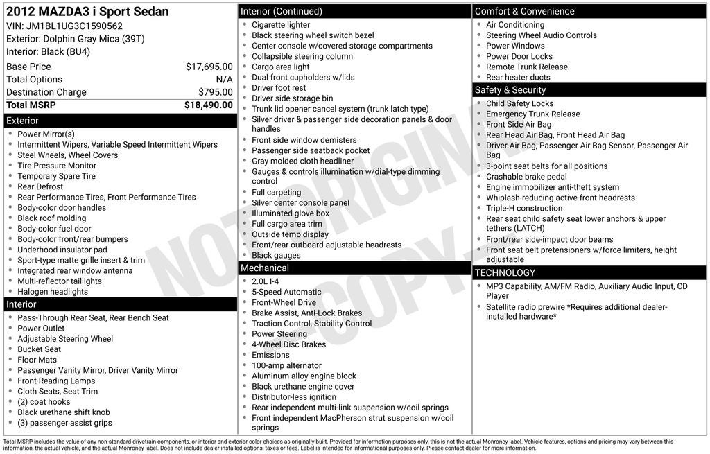 2012 Mazda Mazda3 i Sport