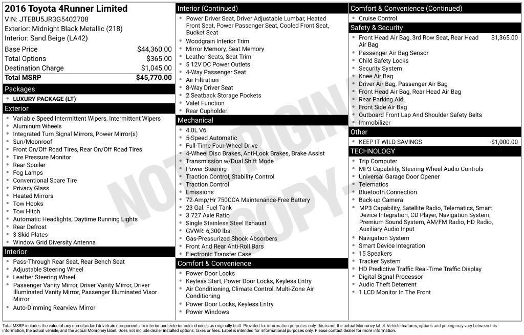 2016 Toyota 4Runner Limited