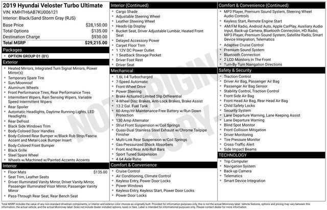 2019 Hyundai VELOSTER Turbo Ultimate