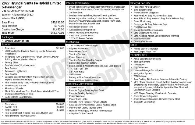 2027 Hyundai SANTA FE HYBRID Limited 6P