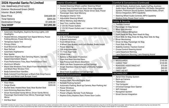2026 Hyundai SANTA FE Limited 7P