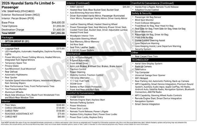 2026 Hyundai SANTA FE Limited 6P