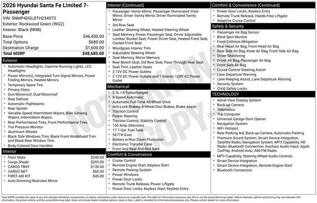 2026 Hyundai SANTA FE Limited 7P