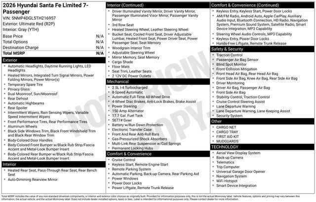 2026 Hyundai SANTA FE Limited 6P