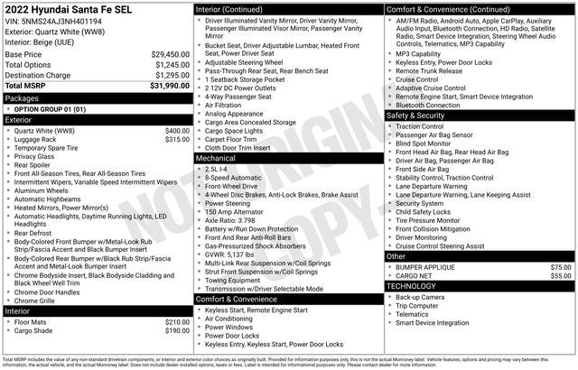 2022 Hyundai SANTA FE SEL