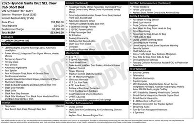 2026 Hyundai SANTA CRUZ SEL