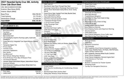 2027 Hyundai SANTA CRUZ SEL Activity