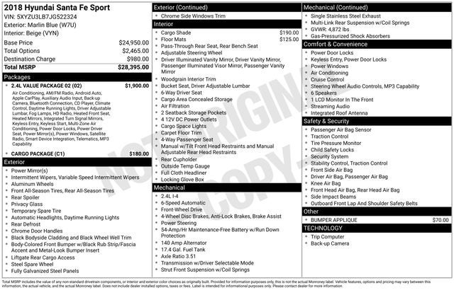 2018 Hyundai SANTA FE SPORT 2.4L