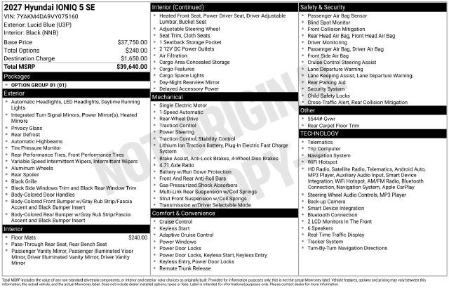 2027 Hyundai IONIQ 5 SE