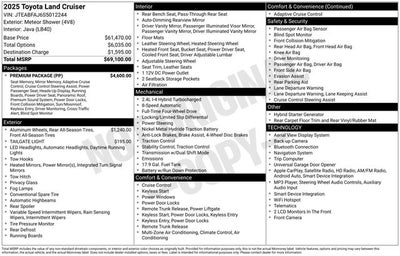 2025 Toyota Land Cruiser 4WD (Natl)