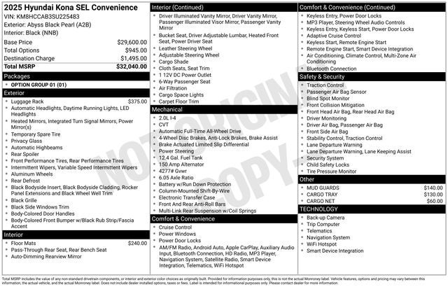 2025 Hyundai KONA SEL Convenience