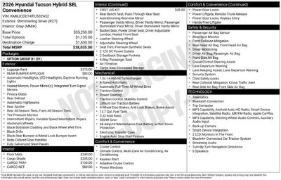 2026 Hyundai TUCSON HYBRID SEL Convenience