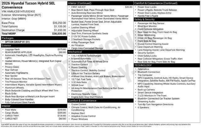 2026 Hyundai TUCSON HYBRID SEL Convenience