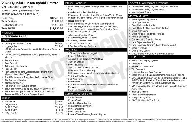 2026 Hyundai TUCSON HYBRID Limited