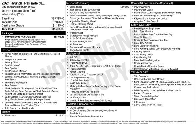 2021 Hyundai PALISADE SEL