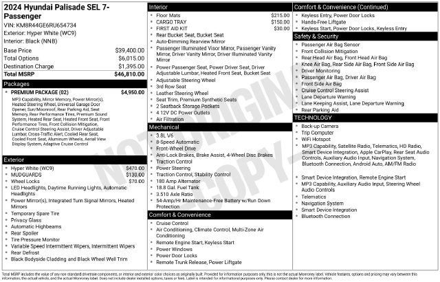 2024 Hyundai PALISADE SEL 7P