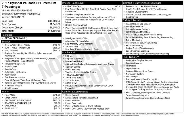 2027 Hyundai PALISADE SEL Premium 7P