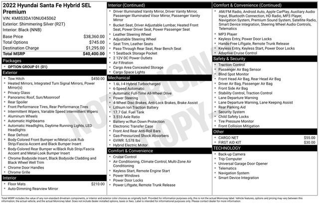 2022 Hyundai SANTA FE HYBRID SEL Premium