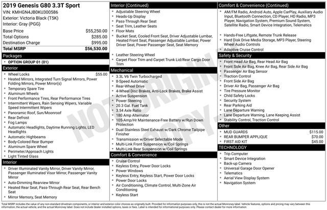 2019 Genesis G80 3.3T Sport