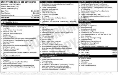 2025 Hyundai SONATA SEL Convenience