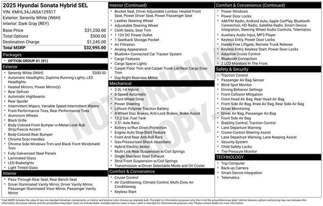 2025 Hyundai SONATA HYBRID SEL