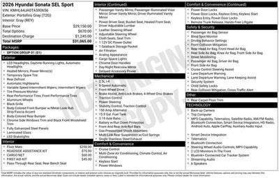 2026 Hyundai SONATA SEL Sport
