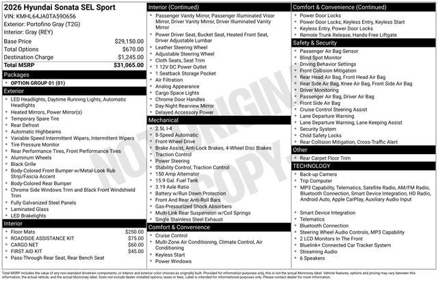 2026 Hyundai SONATA SEL Sport