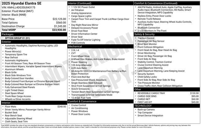 2025 Hyundai ELANTRA SE