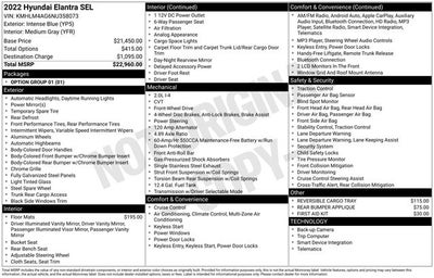 2022 Hyundai ELANTRA SEL