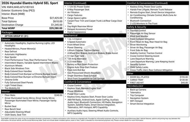 2026 Hyundai ELANTRA HYBRID SEL Sport