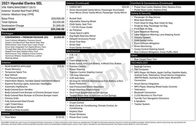 2021 Hyundai ELANTRA SEL