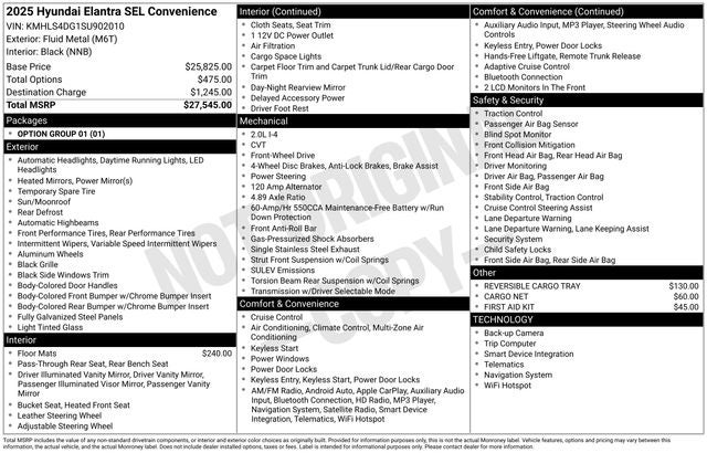 2025 Hyundai ELANTRA SEL Convenience