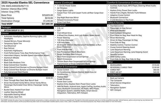 2025 Hyundai ELANTRA SEL Convenience