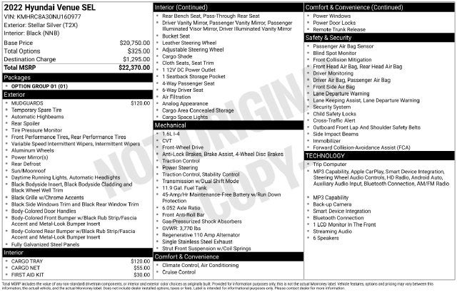 2022 Hyundai VENUE SEL