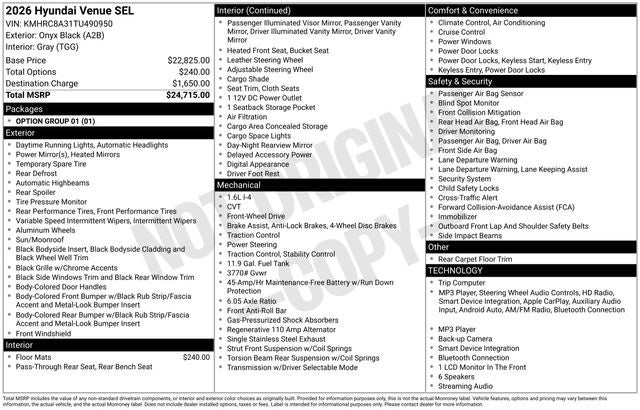 2026 Hyundai VENUE SEL